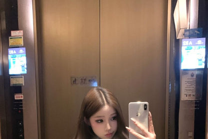 Collared Faux Fur Jacket / High Rise Plain Belted Mini Pencil Skirt