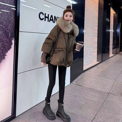 Furry Trim Zip-Up Puffer Jacket