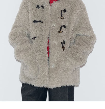 Toggle-Button Eco-Fur Jacket (Khaki)
