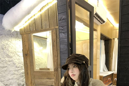 Furry Trim Padded Zip-Up Jacket