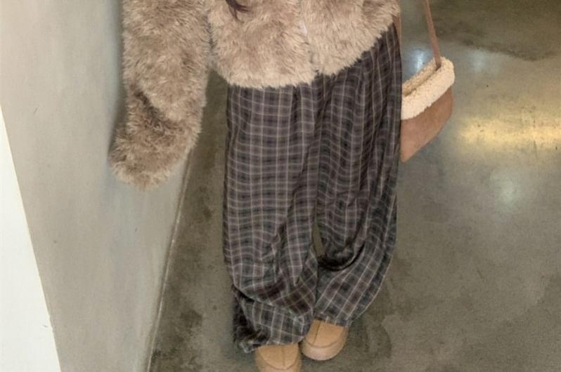 Ear Hooded Plain Fluffy Jacket