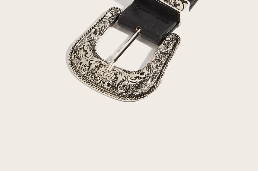 Faux Fur Studded Faux Leather Belt