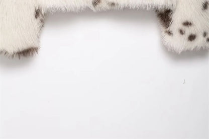 Collared Cow Print Fluffy Jacket