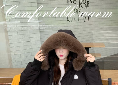 Fluffy Hooded Plain Puffer Jacket