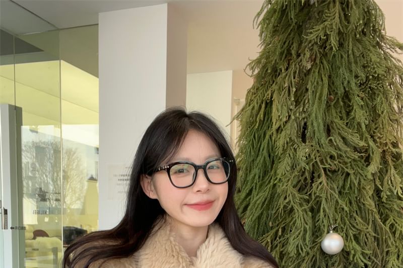 Faux Fur Button-Up Jacket