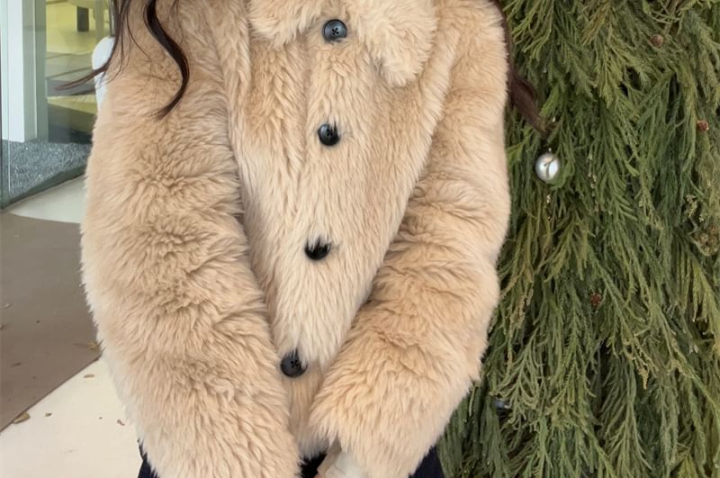 Faux Fur Button-Up Jacket