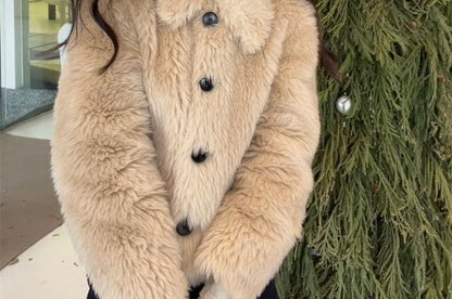 Faux Fur Button-Up Jacket