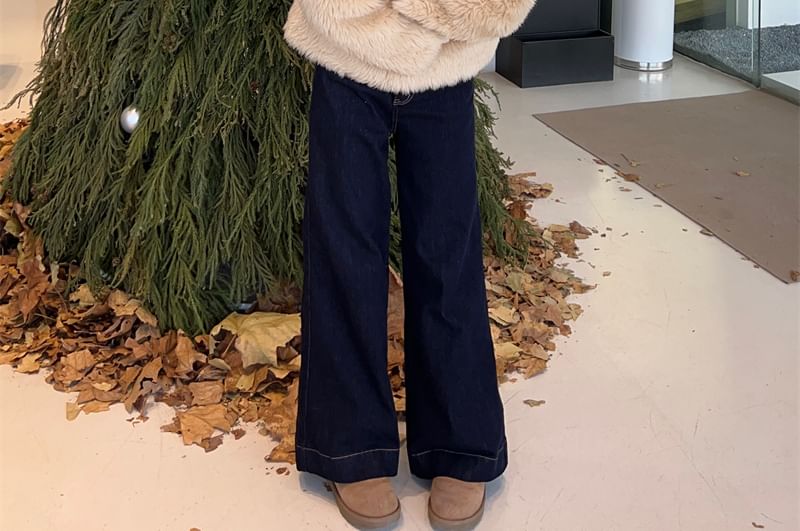 Faux Fur Button-Up Jacket