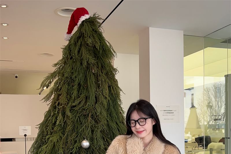 Faux Fur Button-Up Jacket