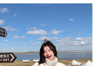 Stand Collar Plain Quilted Panel Zip Teddy Jacket