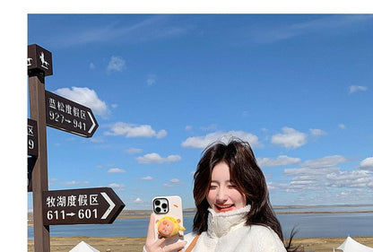 Stand Collar Plain Quilted Panel Zip Teddy Jacket