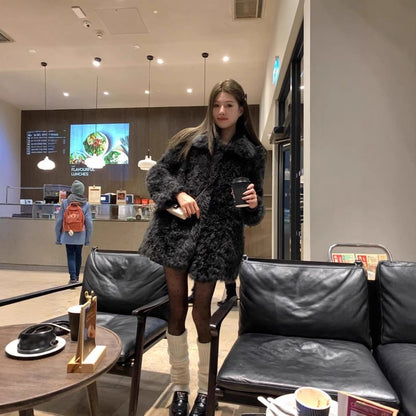 Faux Fur Collared Buttoned Coat