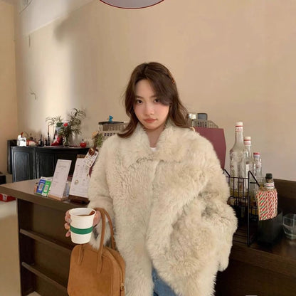 Faux Fur Collared Buttoned Coat