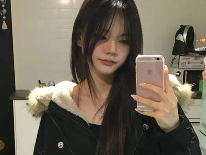 Faux Fur Hooded Zip-Up Padded Jacket