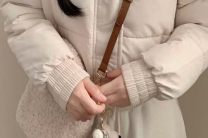 Hooded Furry Trim Zip-Up Puffer Jacket