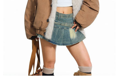 Furry-Trim Padded Jacket