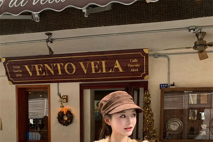 Faux Fur Vest / Long-Sleeve Top / High Rise Maxi A-Line Skirt