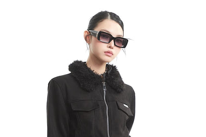 Furry Trim Zip-Up Jacket