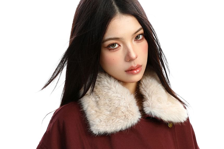 Faux Fur Collar Zip Puffer Jacket