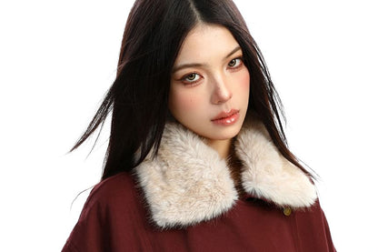 Faux Fur Collar Zip Puffer Jacket