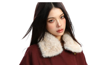Faux Fur Collar Zip Puffer Jacket