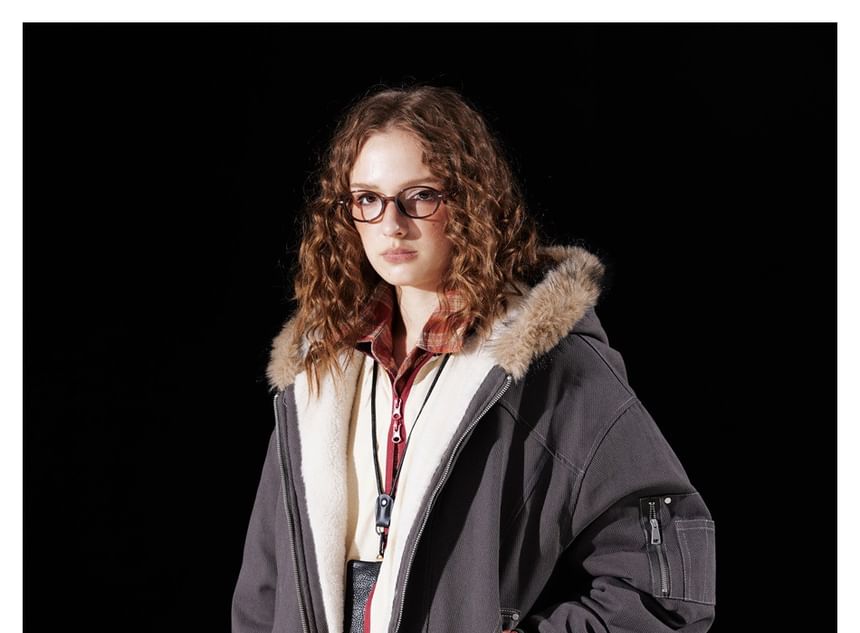 Faux Fur-Trim Hooded Padded Jacket