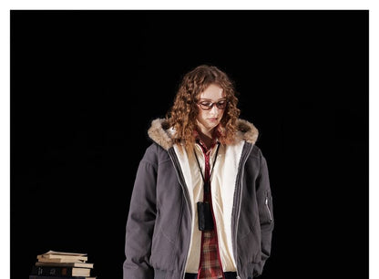 Faux Fur-Trim Hooded Padded Jacket