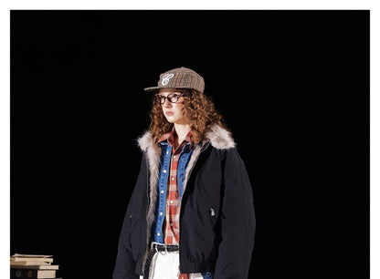 Faux Fur-Trim Stand-Collar Padded Jacket