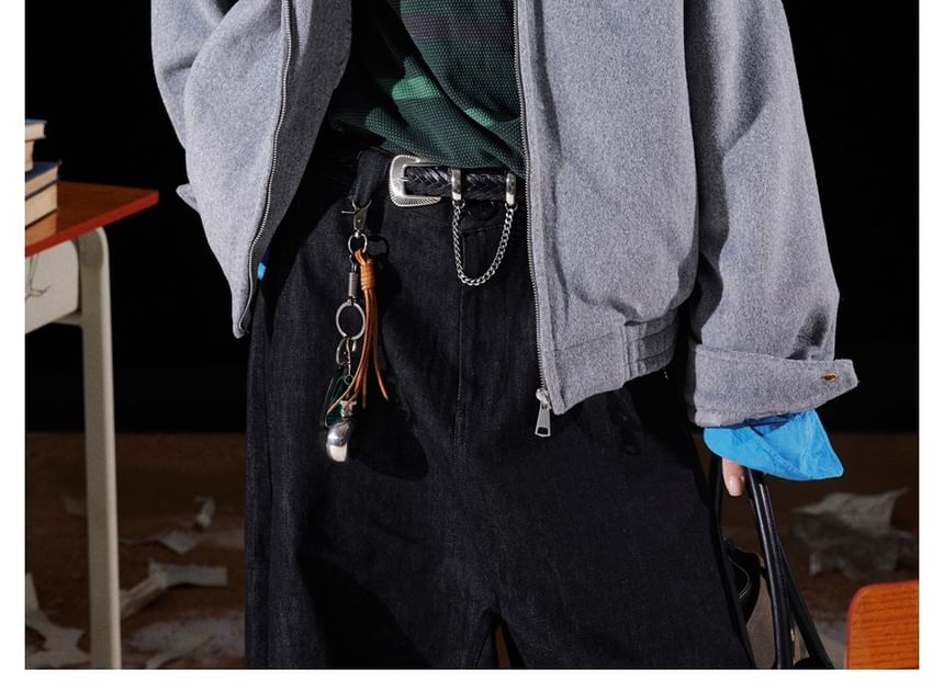 Faux Fur-Trim Hooded Wool Jacket