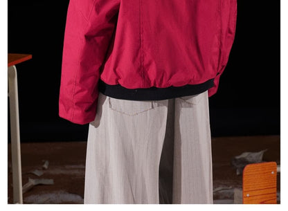 Detachable Faux Fur-Trim Hooded Coat