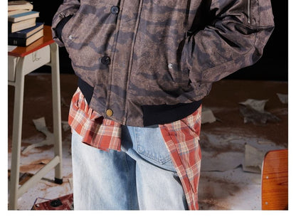 Camouflage Faux Fur-Trim Hooded Jacket