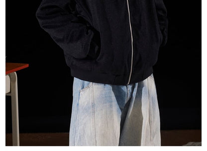 Detachable Faux Fur-Trim Hooded Wool Jacket