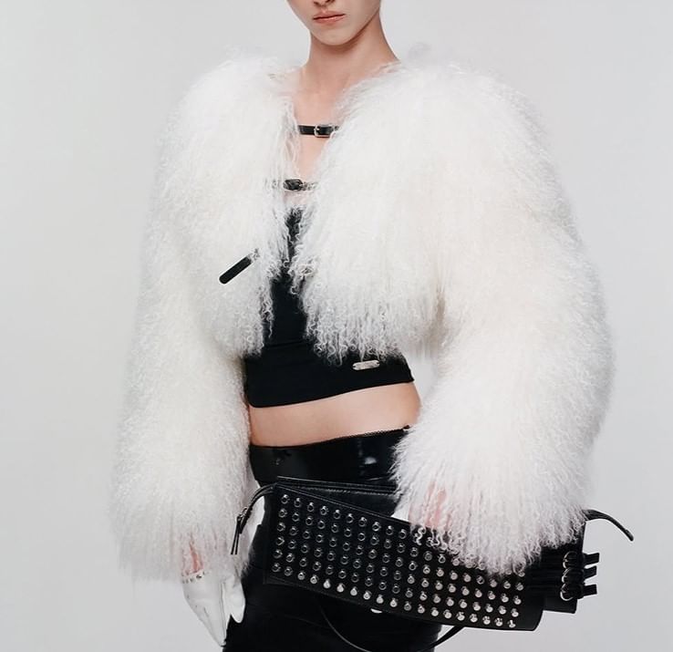 Long Sleeve Faux Fur Cropped Coat