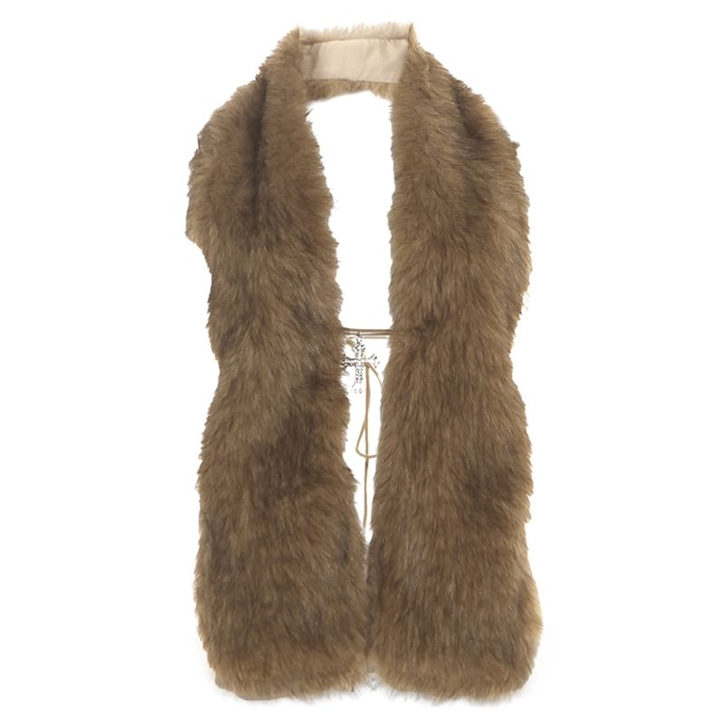 Plunge Neckline Faux Fur Vest