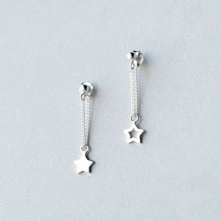 925 Drop Earring Sterling Asymmetrical Silver Star