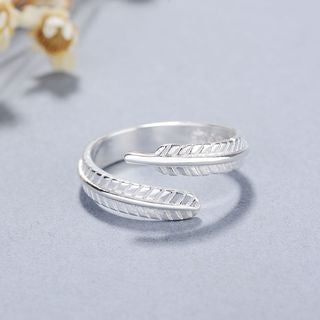 Sterling 925 Ring Feather Open Silver