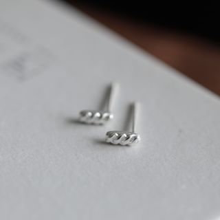 Earring Silver Sterling Baguette Stud