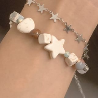 Alloy Layered Star Faux Resin Gemstone Bracelet Bead
