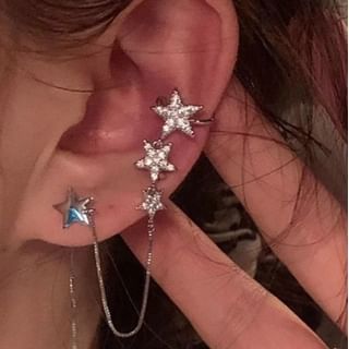 Rhinestone Ear with Earring Star Cuff