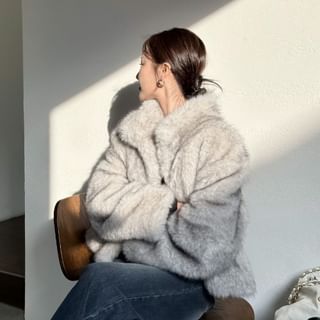 Stand Collar Fluffy Jacket