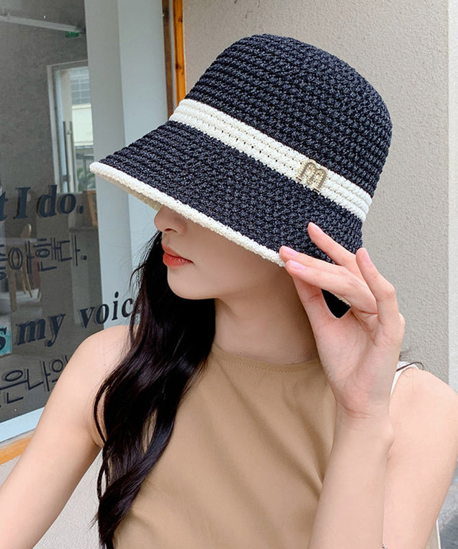 Knitted Leisure Hat White Bucket Hollowed Breathable Out