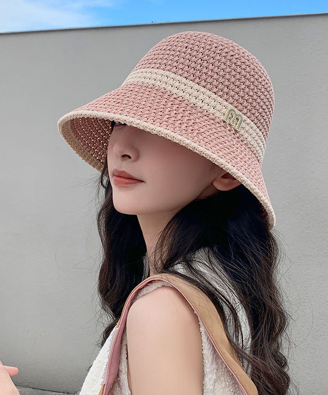 Knitted Leisure Hat White Bucket Hollowed Breathable Out