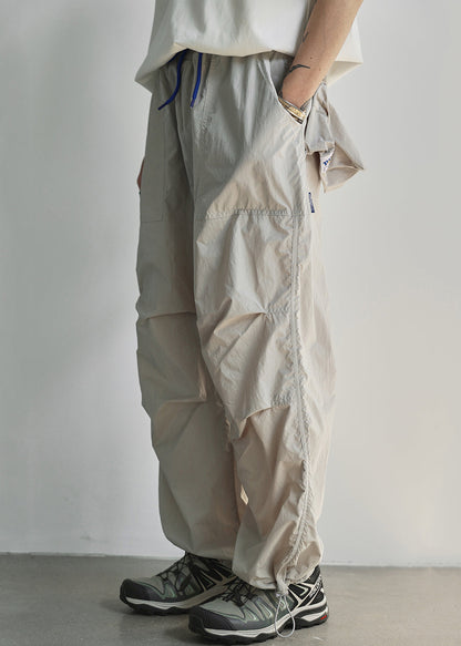 Cotton Waist Pockets Summer Elastic Grey Mens Light Pants