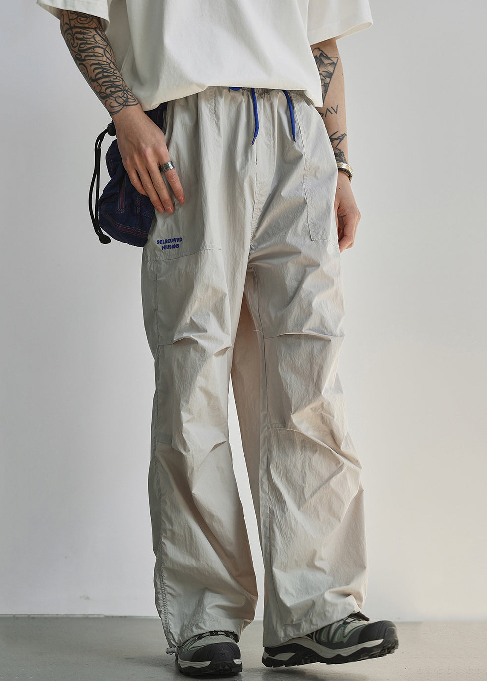 Cotton Waist Pockets Summer Elastic Grey Mens Light Pants