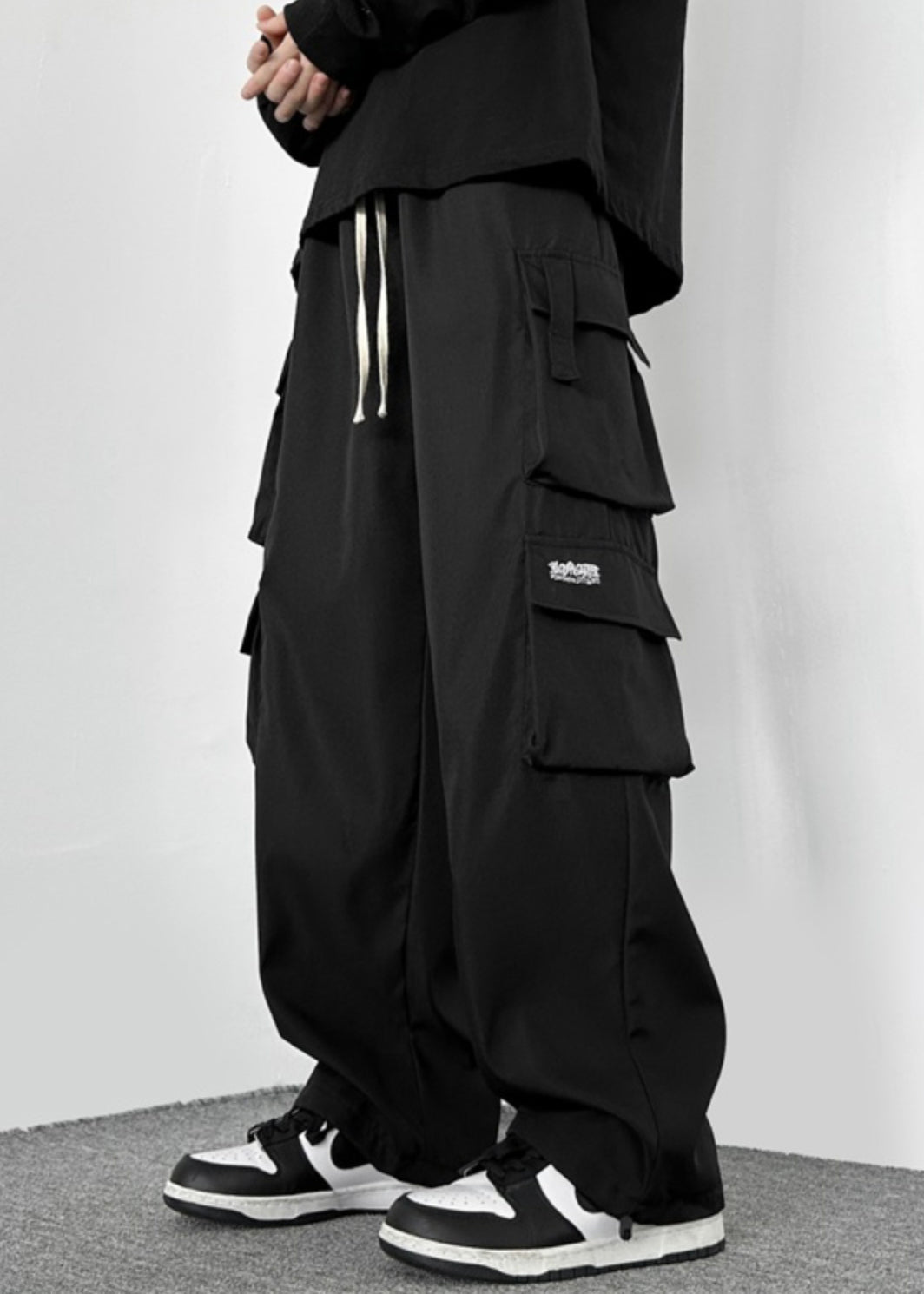 Drawstring Green Cotton Pockets Loose Army Mens Casual Pants