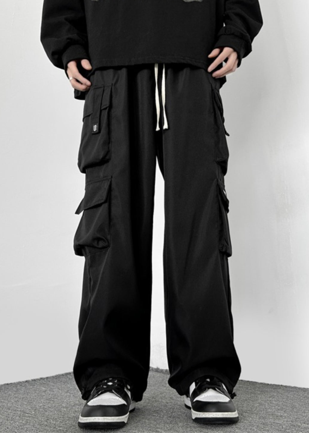 Drawstring Green Cotton Pockets Loose Army Mens Casual Pants