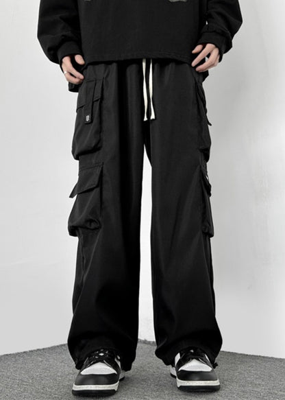 Drawstring Green Cotton Pockets Loose Army Mens Casual Pants