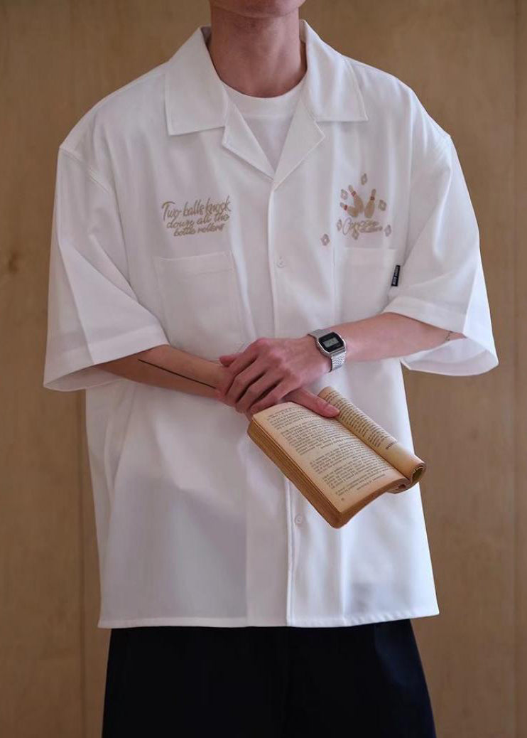 Shirts Army Half Sleeve Green Ice Men Pockets Loose Print Silk