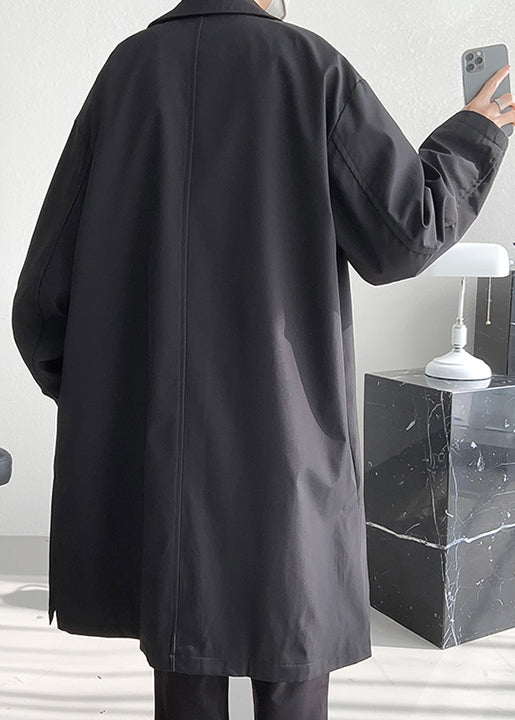 Loose Black Peter Pan Collar Pockets Cotton Coats Men Coat Spring YQ005