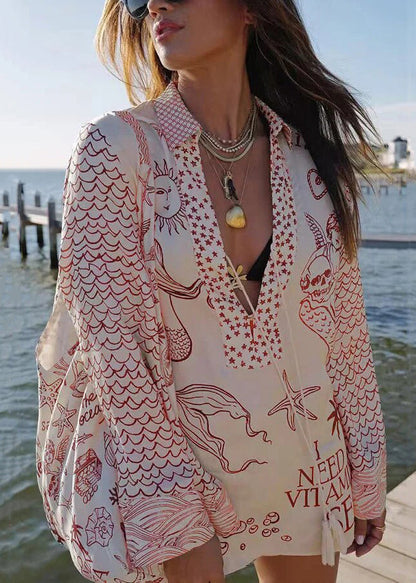 Pieces Shirts Silk Loose And Shorts Black Two Lace Set Print Up